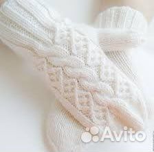 Варежки из овечьей шерсти и козлиного пуха