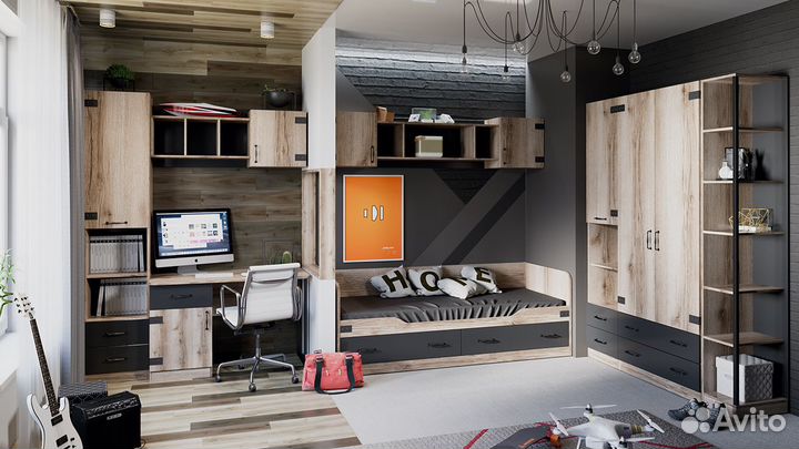 Шкаф для одежды комбинированный «Окланд» (Фон Черн