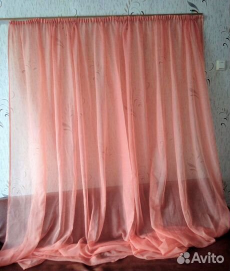Тюль персиково - оранжевых оттенков