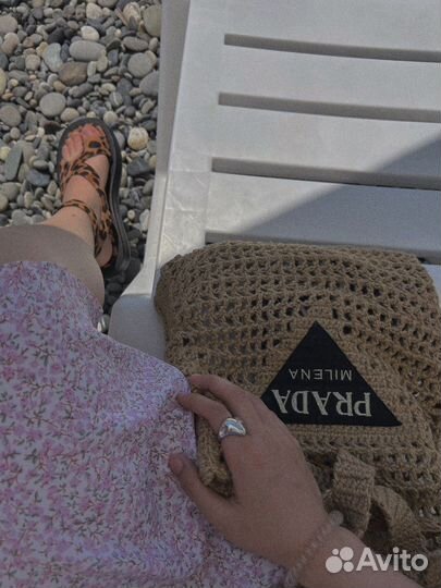 Cумка пляжная вязаная prada
