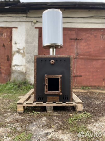 Печь для бани с камином конвектором