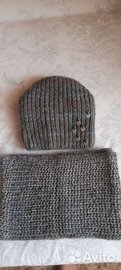 Зимняя шапочка с шарфом