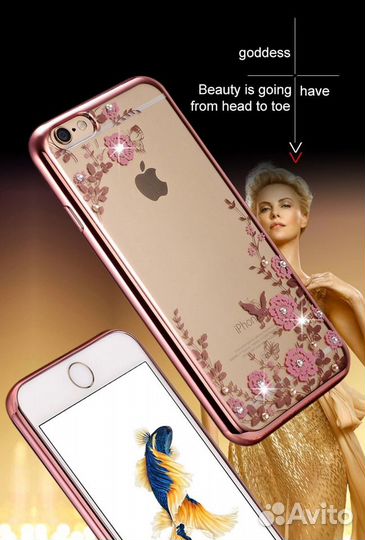 Чехол силиконовый со стразами Apple iPhone