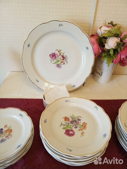 Сервиз столовый Дулево СССР, мейсенский букет
