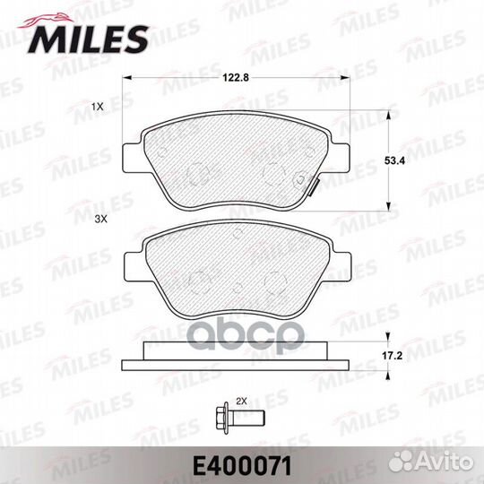 Колодки тормозные дисковые перед E400071 Miles