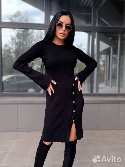 Трикотажное платье 2 цвета премиум