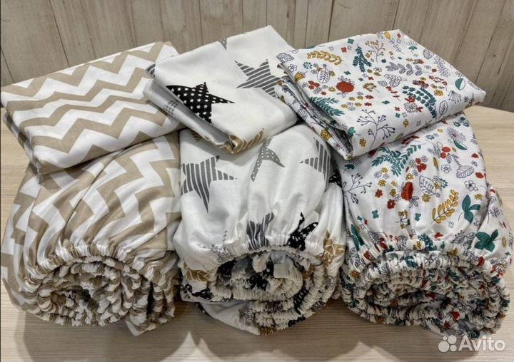 Простыня на резинке на детскую кроватку 120*60