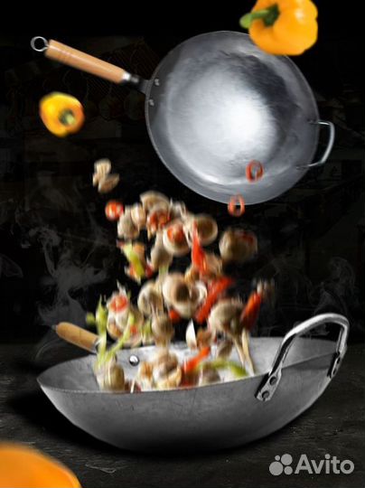 Кованная Сковорода вок 32,34,36