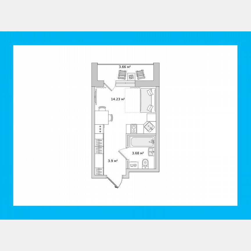 Квартира-студия, 21,8 м², 18/21 эт.