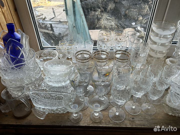 Хрусталь, набор посуды, статуэтки