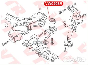 Сайлентблок рычага передней подвески, задний VW