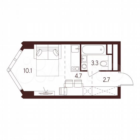 Квартира-студия, 20,8 м², 18/28 эт.