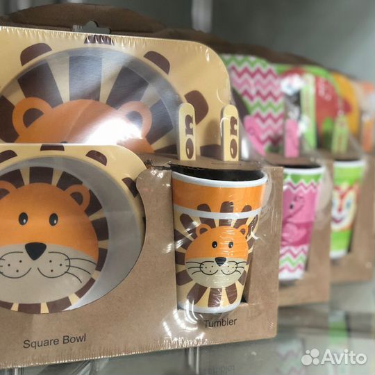 Набор детской посуды из бамбука