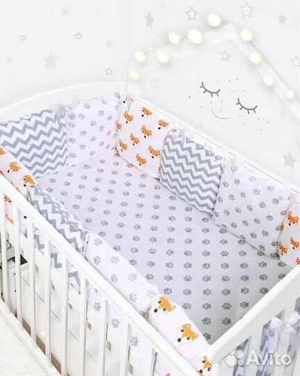 Набор в кроватку / 15 предметов (бортики со съемны