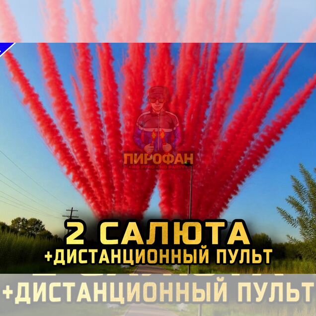 2 Салюта на гендер пати красный+пульт запуск
