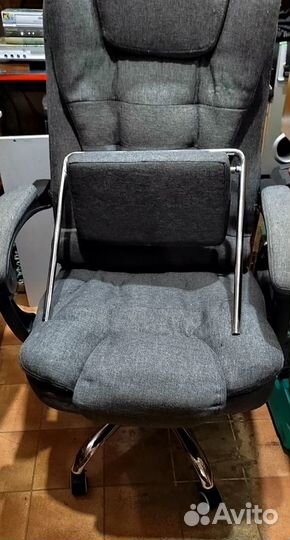 Кресло компьютерное для дома и офиса серое текстил
