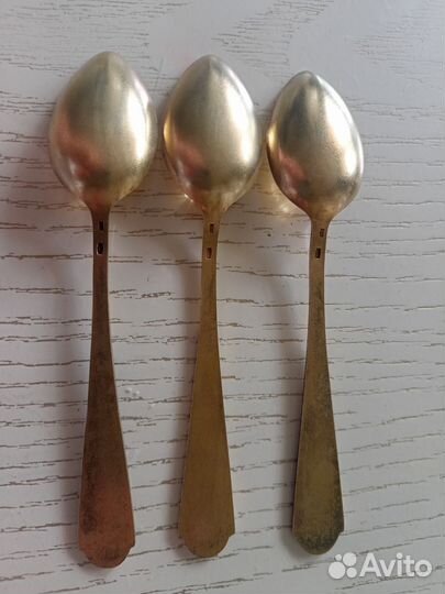 Ложки чайные серебро эмаль 875 проба