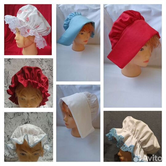 Чепчики и фартуки разные