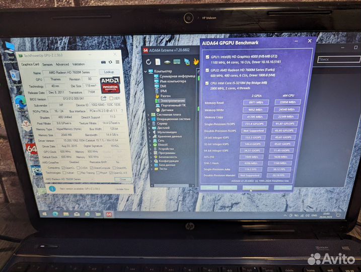 Ноутбук HP pavilion g6 2165sr i5 7670m 16gb