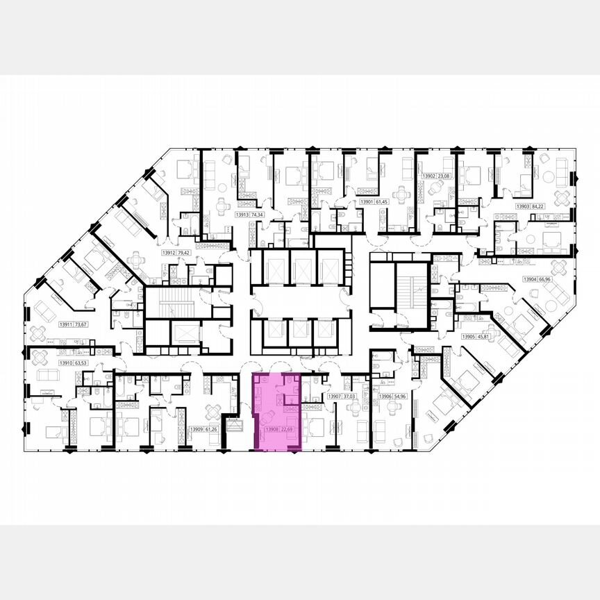 Квартира-студия, 23 м², 39/55 эт.