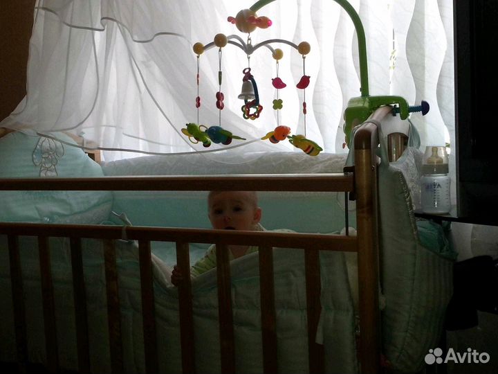 Кроватка, матрас, бортики, постельное белье