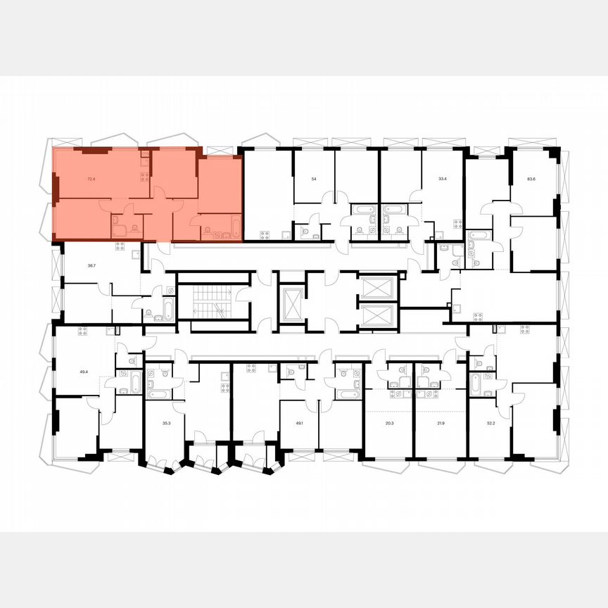 3-к. квартира, 72,4 м², 14/23 эт.