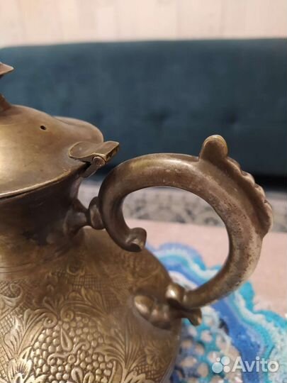 Чайник кофейник латунь, посеребренный