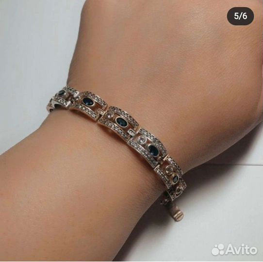 Серебряный браслет с сапфирами