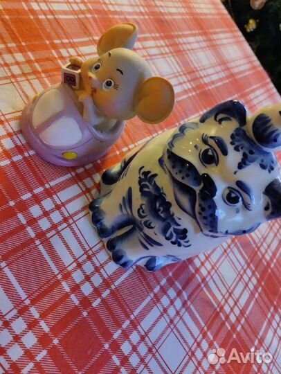 Копилка Гжель кот и мышка