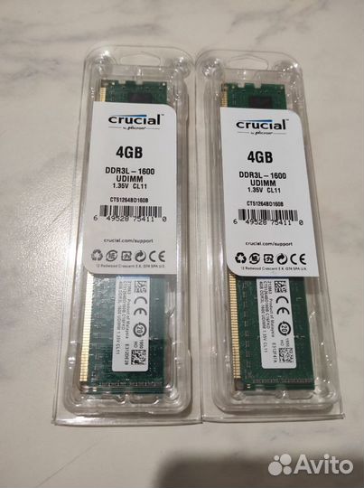 Crucial ddr3l-1600 4GB udimm CL11