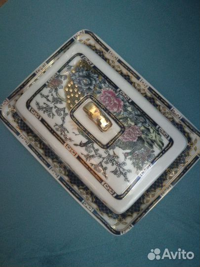 Маслёнка фарфор и крышка для масленки, б/у