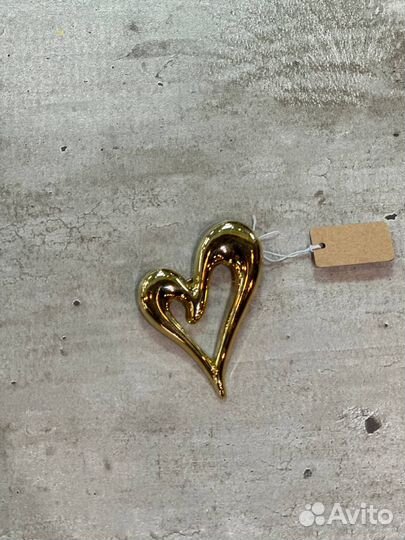 Брошь сердце винтажная позолота Monet
