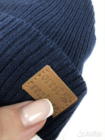 Шапки вязанная синяя 74-80 новая