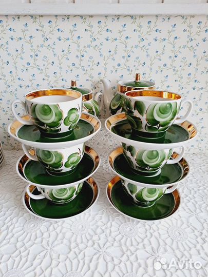 Сервиз чайный Зеленый сад, Красный фарфорист, СССР