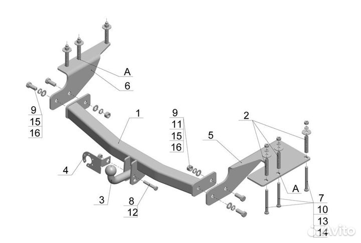 Фаркоп на Санг Енг Рекстон 2, на 2 тонны