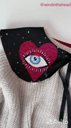 Воротник ручной работы с вышивкой