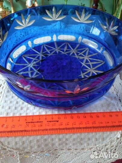 Ваза для фруктов цветное стекло СССР