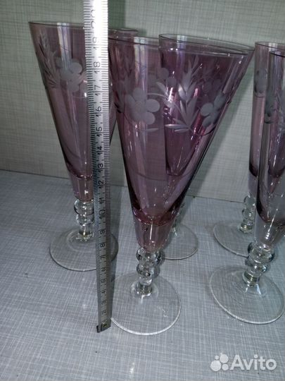 Винтаж: Фужеры(бокалы) марганцевое стекло