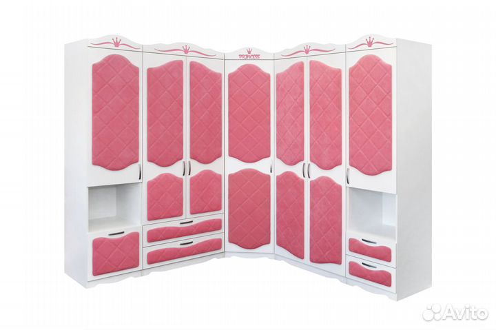 Детский 2-створчатый шкаф с мягким фасадом