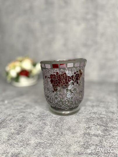 Ваза/подсвечник из зеркальной мозаики