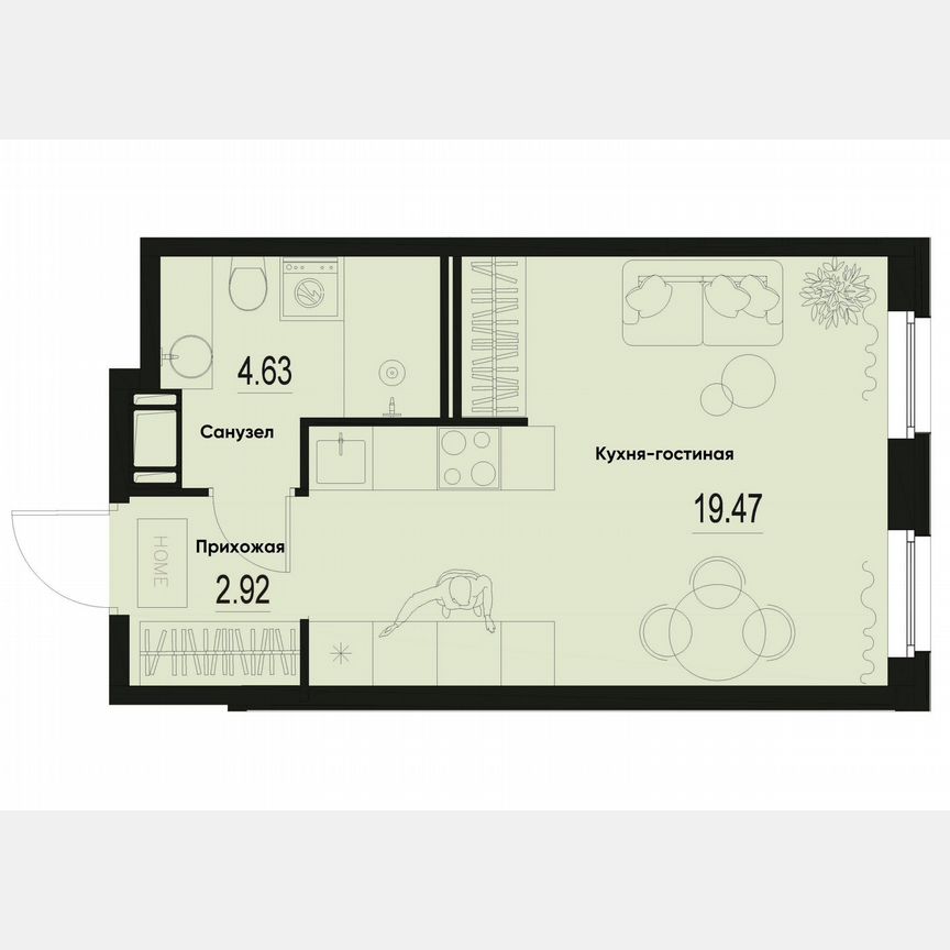 Квартира-студия, 27 м², 3/12 эт.