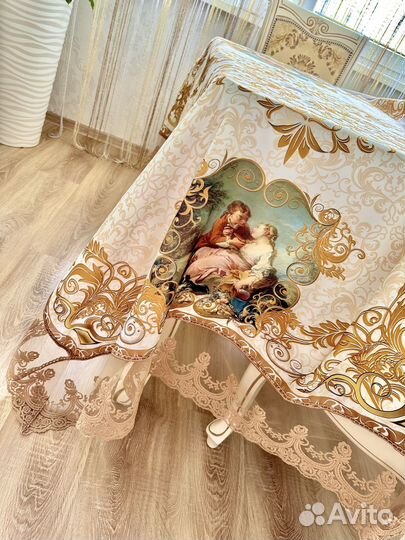 Скатерть кружево габардин барокко стиль 150х180см