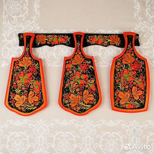 Набор Доски 3 шт и держатель 48x33x1 см хохлома