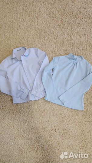 Блузка и водолазка для школы голубые р. 134