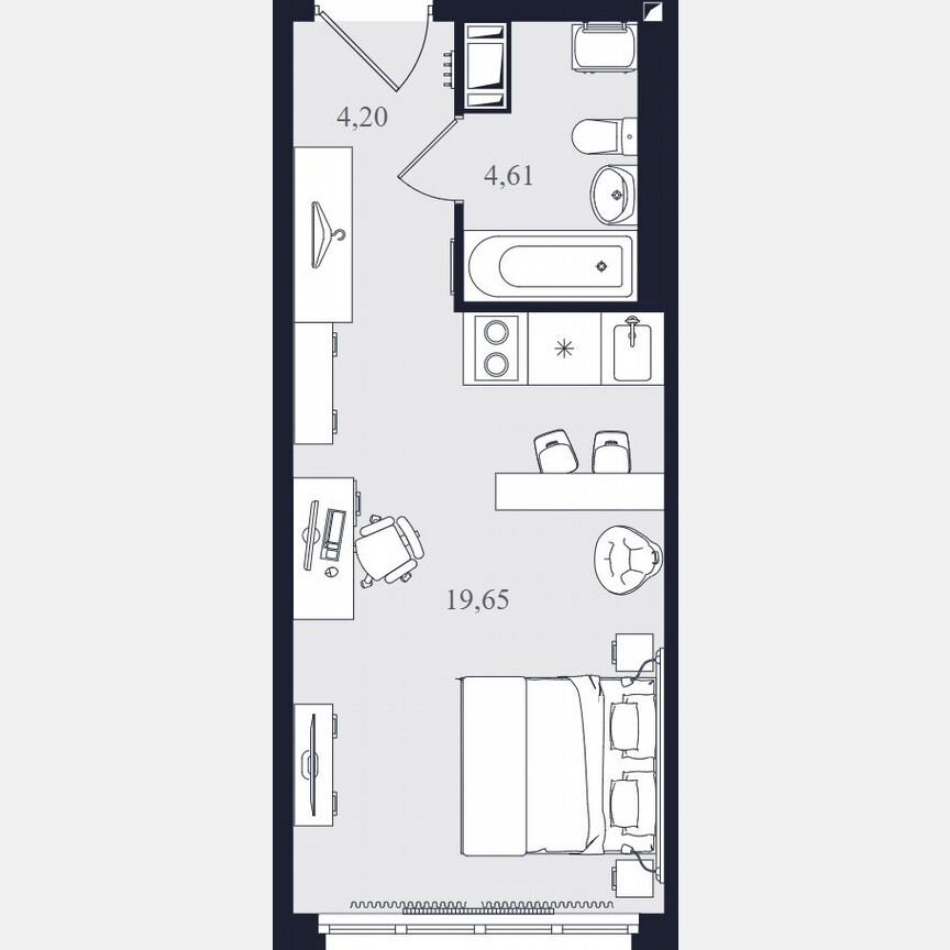 Апартаменты-студия, 28,5 м², 12/24 эт.
