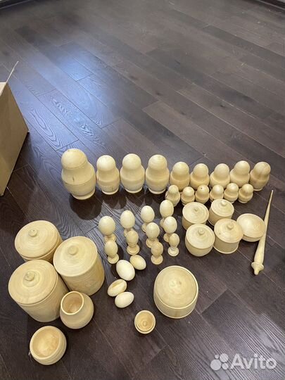 Деревянные заготовки матрешек, яиц, шкатулок