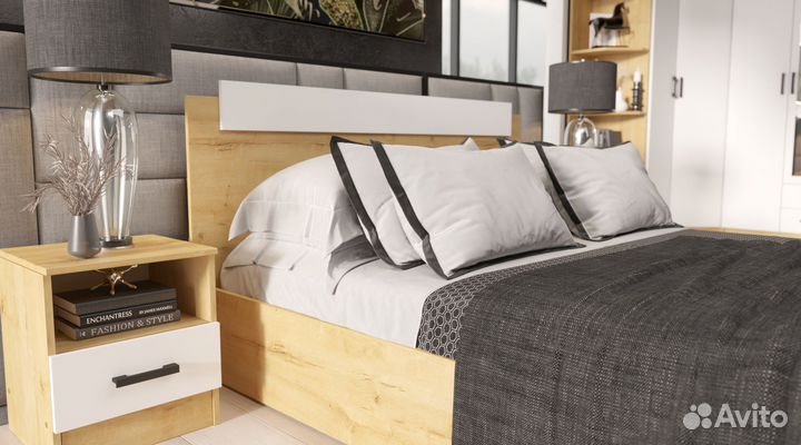 Кровать двуспальная с тумбочками