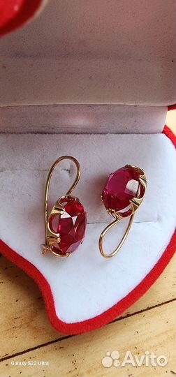 Золотые серьги СССР 583, 5.91грамм