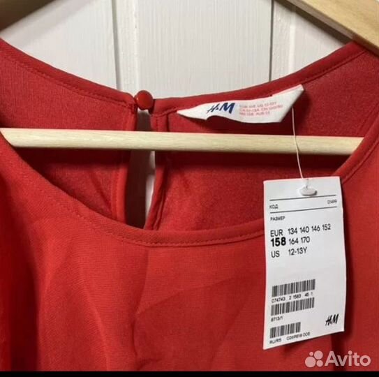 Платье HM красное для девочки подростка 158 новое