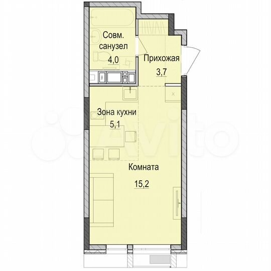 Квартира-студия, 28 м², 11/18 эт.